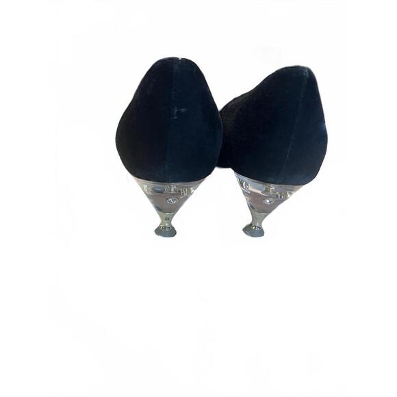 Kate Spade Coco Kitten Heel Black Suede Pumps Decorative Clear Heel Size 8.5 - Picture 2 of 8